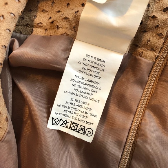 Tan suede laser cut pencil skirt - Picture 6 of 7